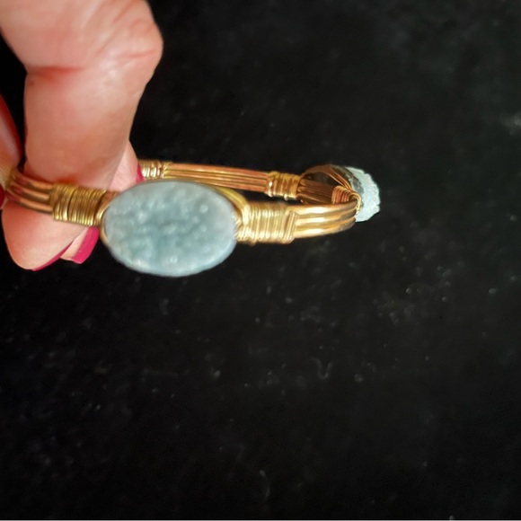 Jewelry - Wire wrapped bangle with grey/blue stones